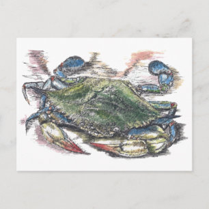 Blått Crab-vykort Vykort