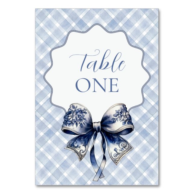 Blått Croquette Inspired Bordsnummer (Framsidan)