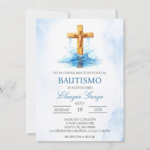 Blått Crucifix i spanska inbjudan
