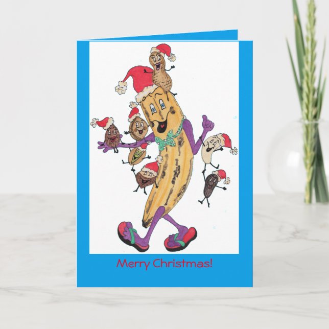 Blått "Crunchy"-julkort Helgkort (Framsida)