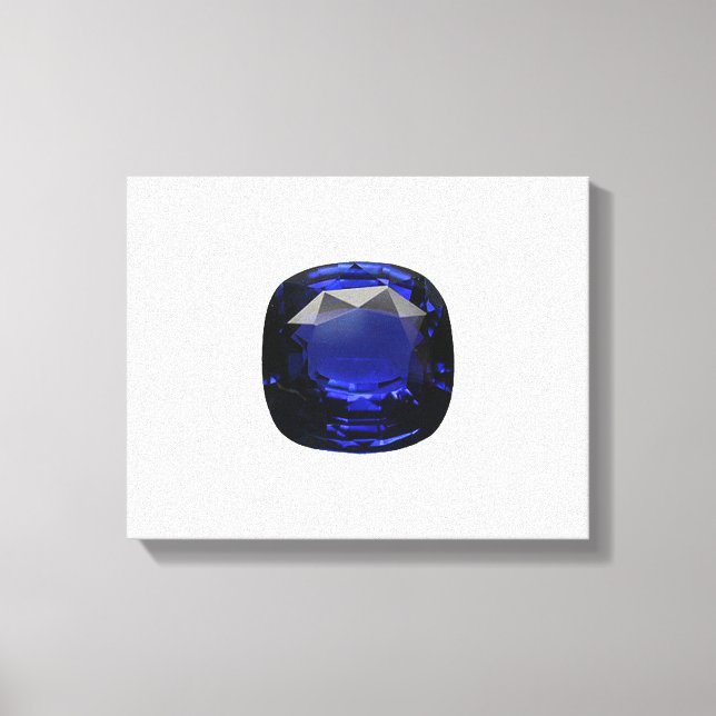 Blått Cushion-slipad Safir Canvastryck (Framsida)