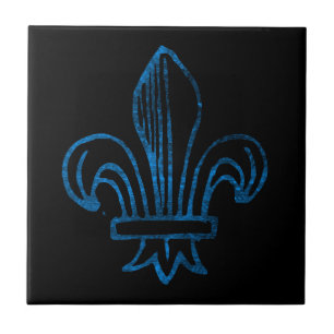 Blått/Cyan ha på sig Fleur de Lis Kakelplatta