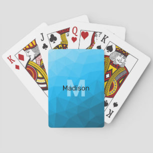 Blått cyan-övertoningsgeometriskt nät mönster Mono Casinokort