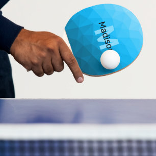 Blått cyan-övertoningsgeometriskt nät mönster Mono Pingisracket