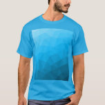 Blått cyanövertoningsgeometriskt nät mönster t shirt<br><div class="desc">Elegant modern geometrisk t-shirt för alla. Ljusblått övertoningsnät, geometriskt, ljusa trianglar av mönster, ombre. Triangelns geometriska nät med kombinerad övertoningsdesign.</div>