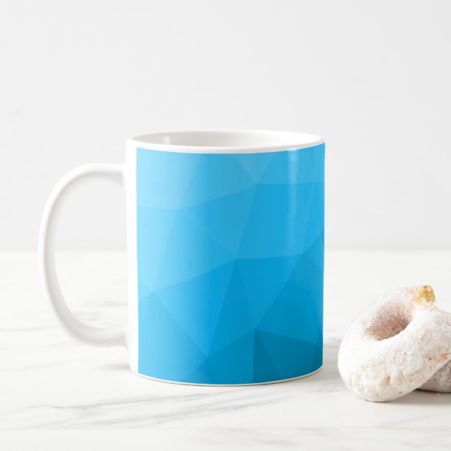 Blått cyanövertoningsgeometriskt nät mönster Trian Kaffemugg (Med munk)