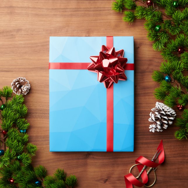 Blått cyanövertoningsgeometriskt nät mönster Trian Presentpapper (Julgåva)