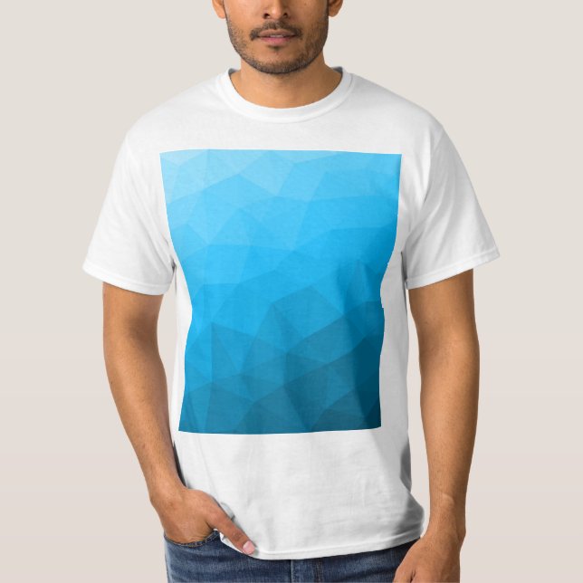 Blått cyanövertoningsgeometriskt nät mönster Trian T Shirt (Framsida)