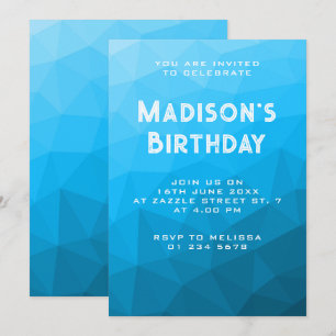 Blått cyanövertoningsgeometriskt nät Triangel part Inbjudningar