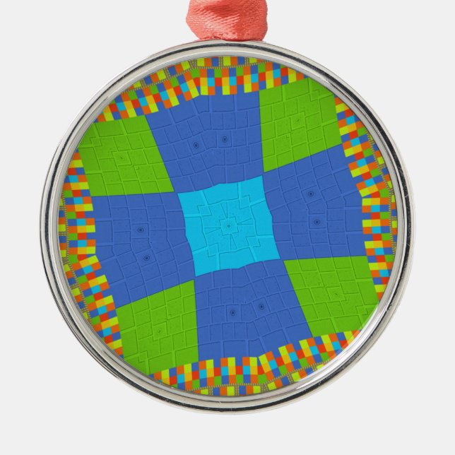 Blått cyanskt Grönt med vacker Fantastisk Julgransprydnad Metall (Framsidan)