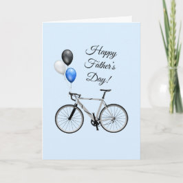Blått cykel och ballonger Fars dag-kort Kort