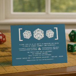 Blått D20 Dice Gamer bröllopsinbjudan Inbjudningar