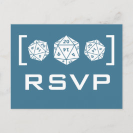 Blått D20 Dice Gamer-vykort för OSA Inbjudan Vykort