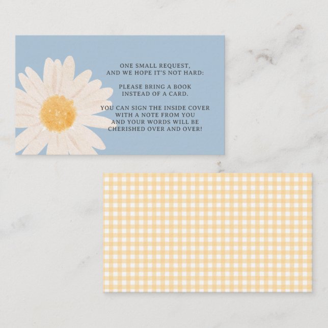 Blått Daisy, babyskor Bokar för Baby-kort Placeringskort (Fram/baksida)