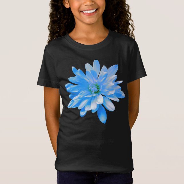 Blått daisy, blommigt av återgivning t shirt (Framsida)