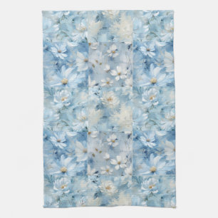 Blått Daisy Blommigt Patchwork Kitchen Towel Kökshandduk