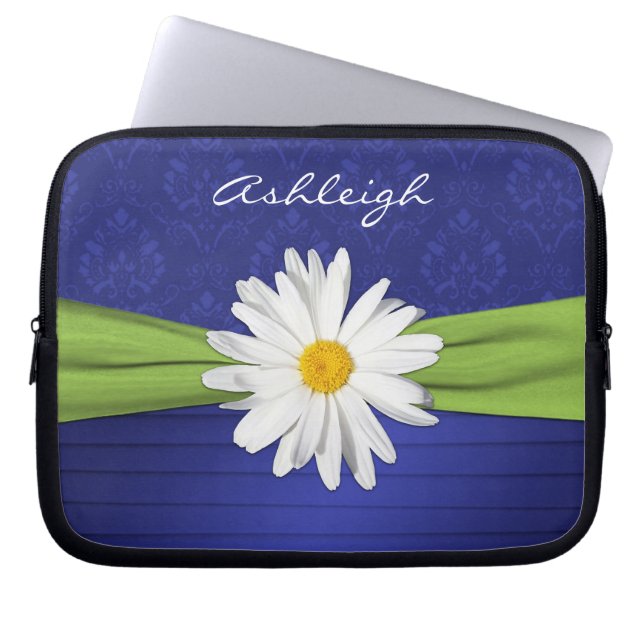 Blått Daisy-skadefat Pleats Laptop sleeve (Framsidan)
