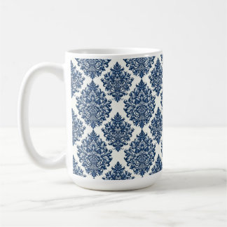 blått damastmönster kaffemugg