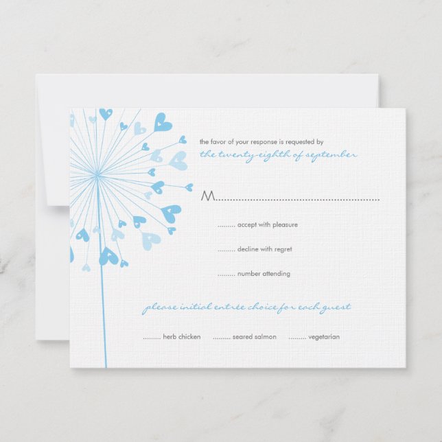 Blått Dandelion Flowers Kärlek Bröllop OSA Card Kort (Framsida)