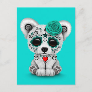 Blått Day of the dead socker Skullben Vykort
