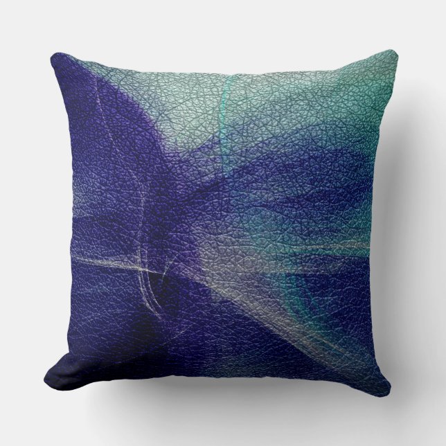 Blått deco-läderutseende kudde (Framsida)