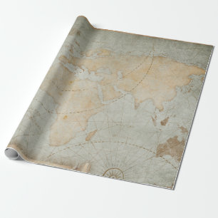 Blått Decoupage Craft-Blek för vintage World Map  Presentpapper