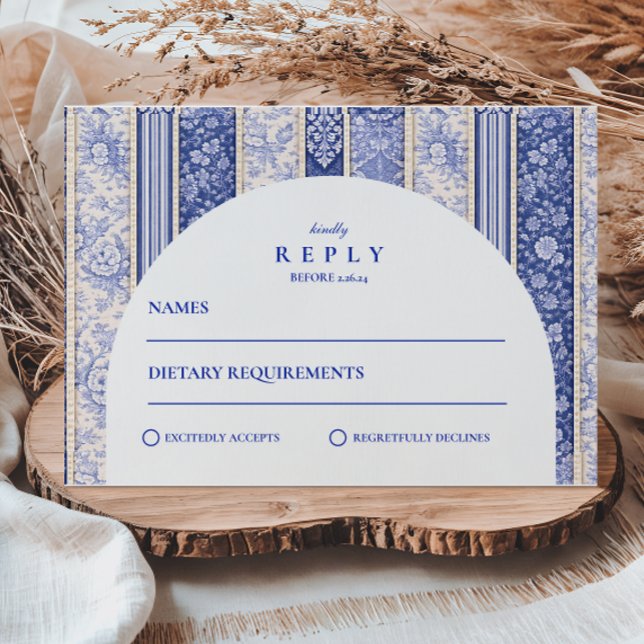 Blått Delft-kakel Lappverk Bröllop OSA Kort (Skapare uppladdad)