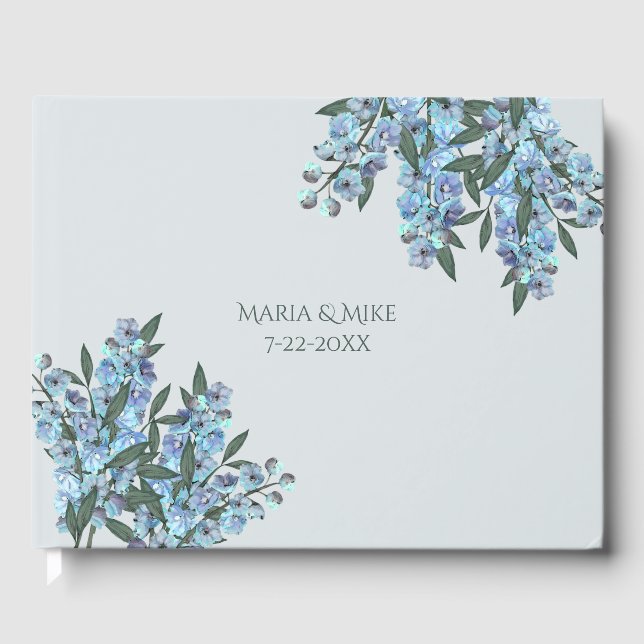 Blått Delphinium Gästböcker (Framsida)