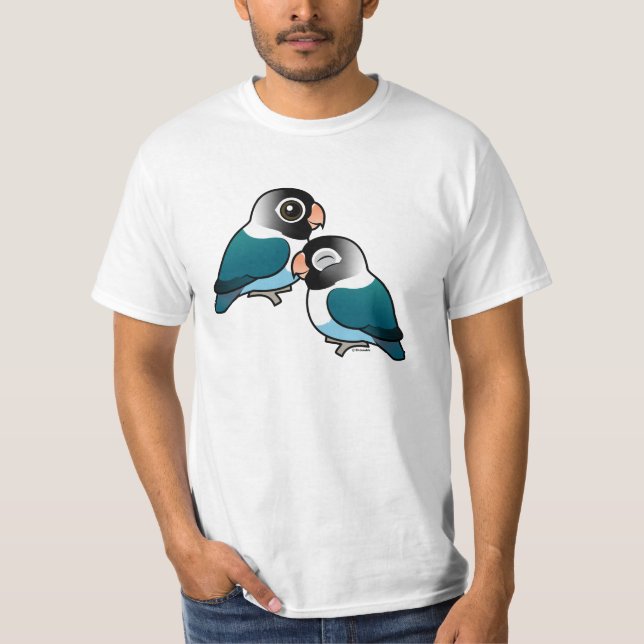 Blått den förtjusande maskerade lovebirden parar tee shirt (Framsida)