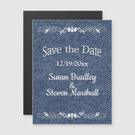 Blått Denim Spara datum Magnetisk Inbjudningskort