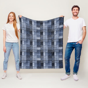 Blått denim, tartan, pläd. fleecefilt
