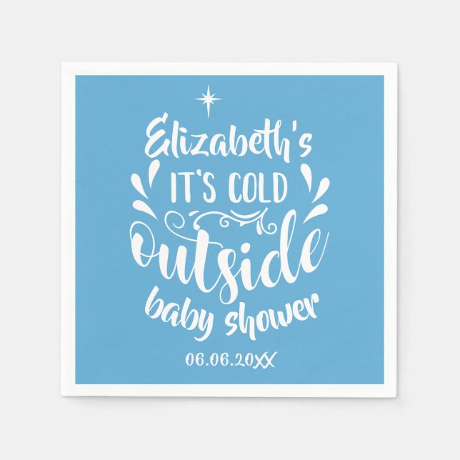 Blått Det är kallt ute Baby Shower / Sprinkle Pappersservett (Framsidan)