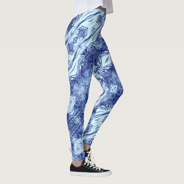 Blått diagonalt leggings (Höger)