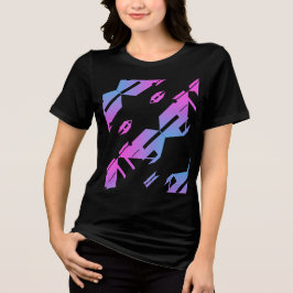 Blått diagonalt mönster för tropisk Magenta T Shirt