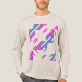 Blått diagonalt mönster för tropisk Magenta T Shirt