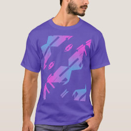 Blått diagonalt mönster för tropisk Magenta T Shirt