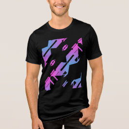 Blått diagonalt mönster för tropisk Magenta T Shirt