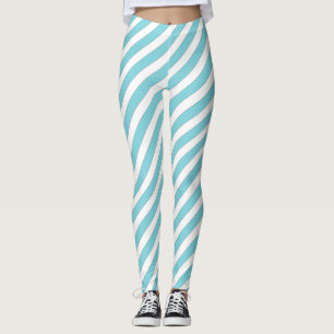 Blått diagonalt Rand Mönster-ljus Leggings