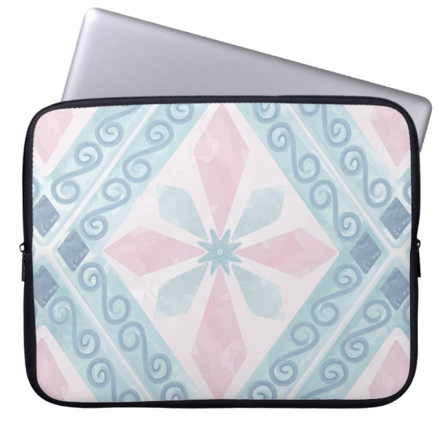 blått diamantformat mönster laptop fodral (Framsidan)