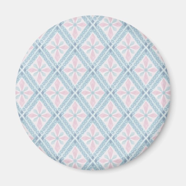 blått diamantformat mönster magnet (Framsidan)