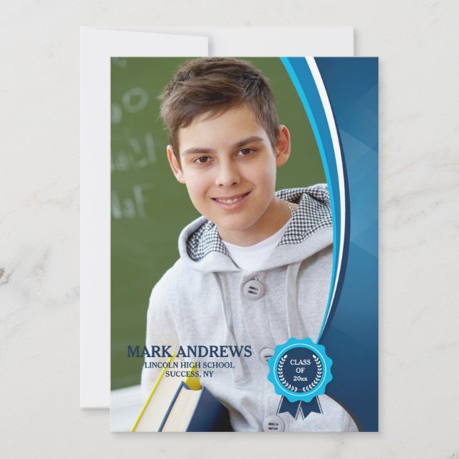 Blått Diplom Utbildningsfoto Annonsering Meddelande (Framsida)