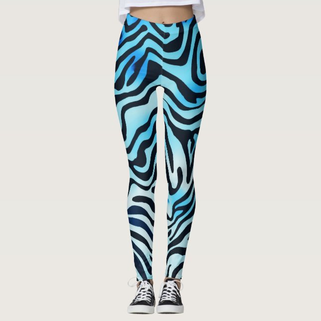 Blått djurtryck leggings (Framsida)