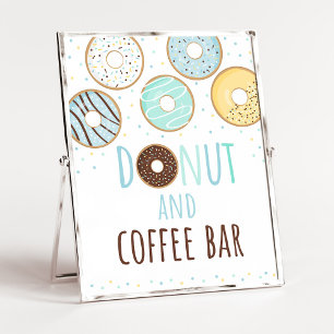 Blått Donut och kaffe Pub-födelsedagsskylt Poster