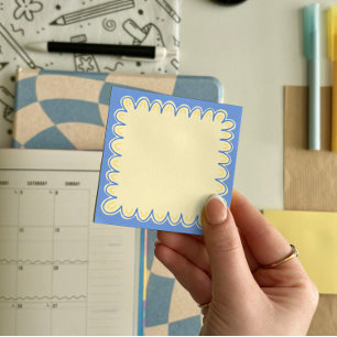 Blått Doodle Gräns efter det att den har passerat Post-it Block