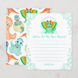 Blått dosoaur Baby Shower Parant Advice Card