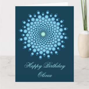 Blått Dot Mandala Grattis på födelsedagen-kort Kort