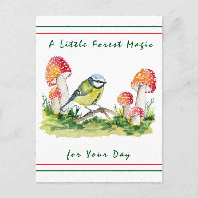 Blått drag och flytande Agaric-färg Vykort (Framsida)