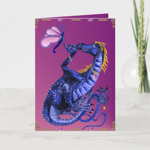 Blått Dragon and Butterfly Card Kort