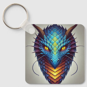 Blått Dragon Head Nyckelring