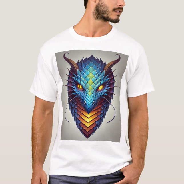 Blått Dragon Head T Shirt (Framsida)